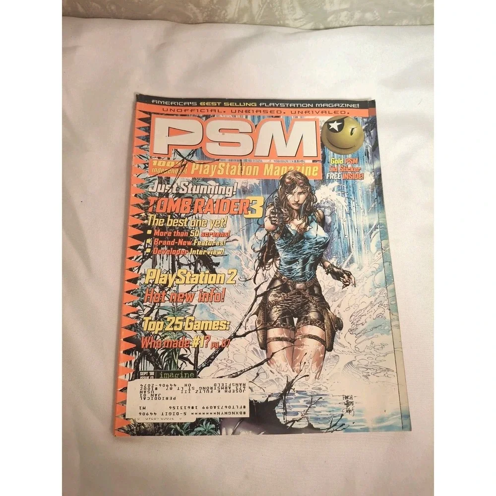1998 PSM PlayStation Magazine #13 w/ Lid Sticker & Cards - Tomb Raider 3 - Retro